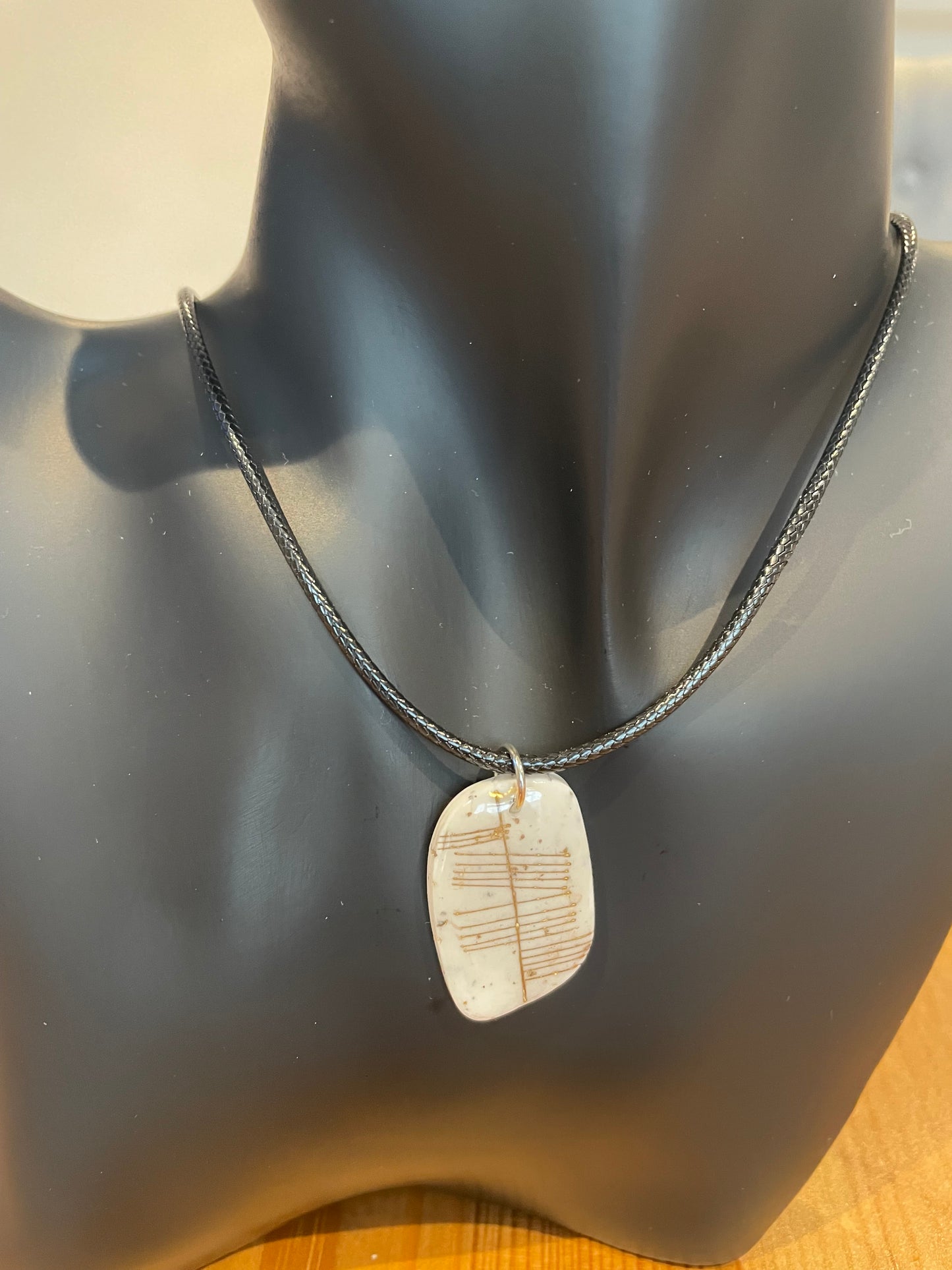 Ogham Inscribed Polymer Clay Pendant - "Neart" for Strength