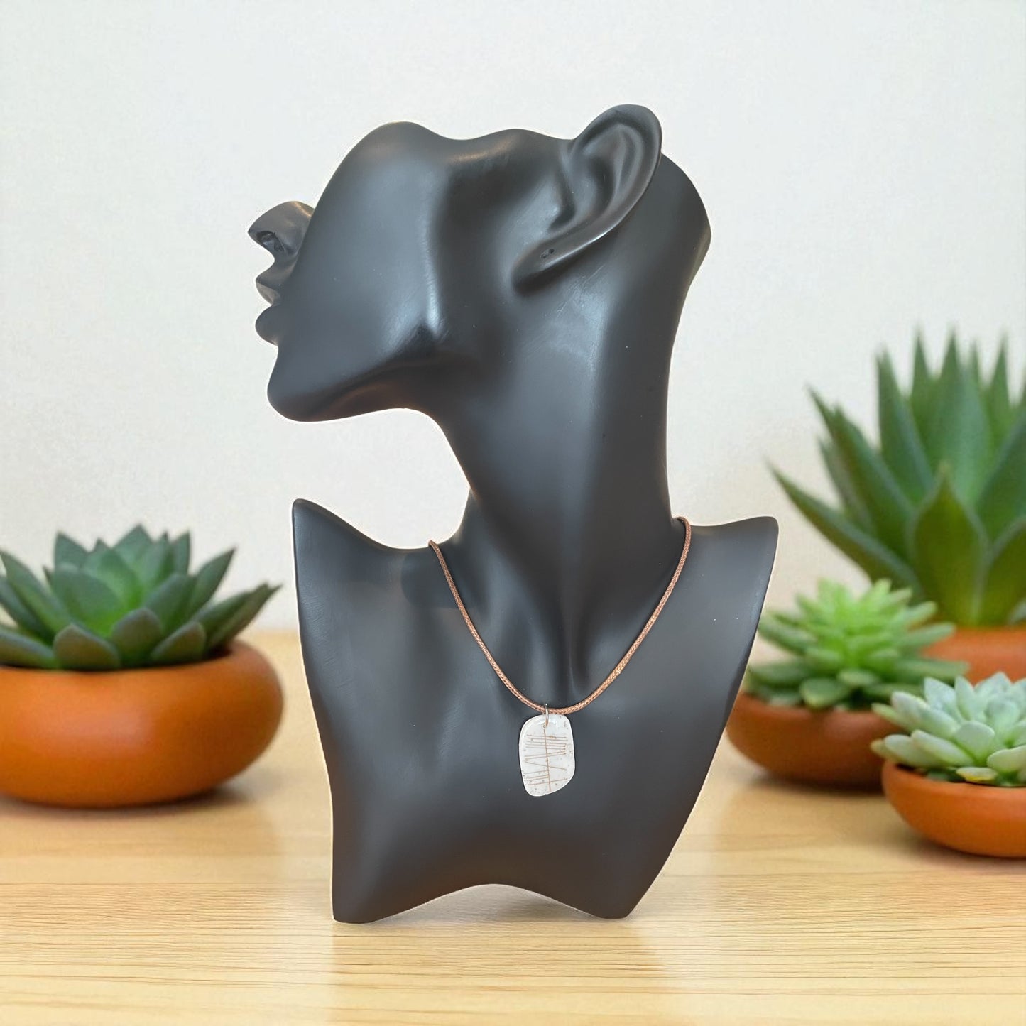 Ogham Inscribed Polymer Clay Pendant - "Adh Mór" for Good Luck