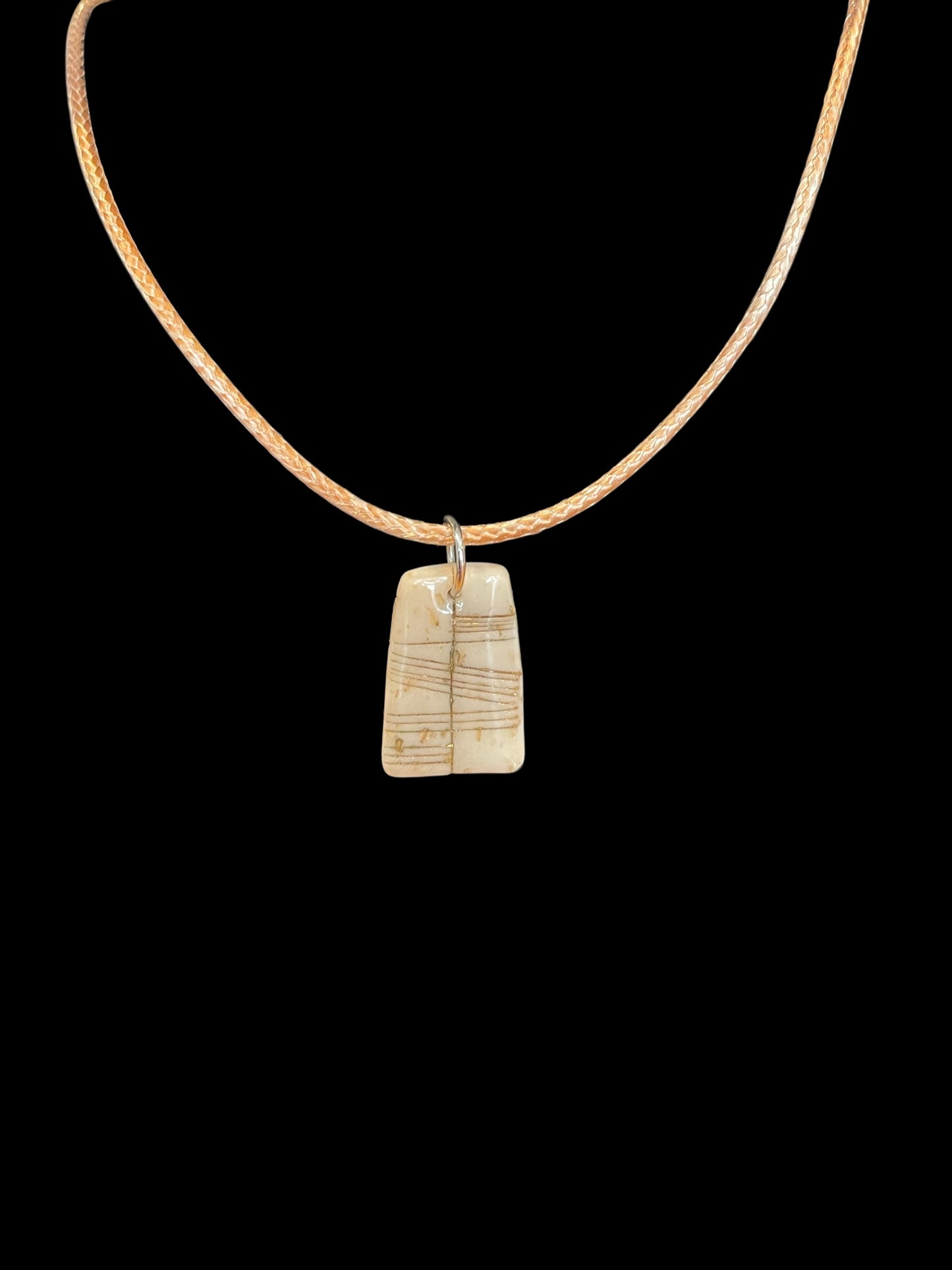 Ogham Inscribed Polymer Clay Pendant - "Turas" for Journey