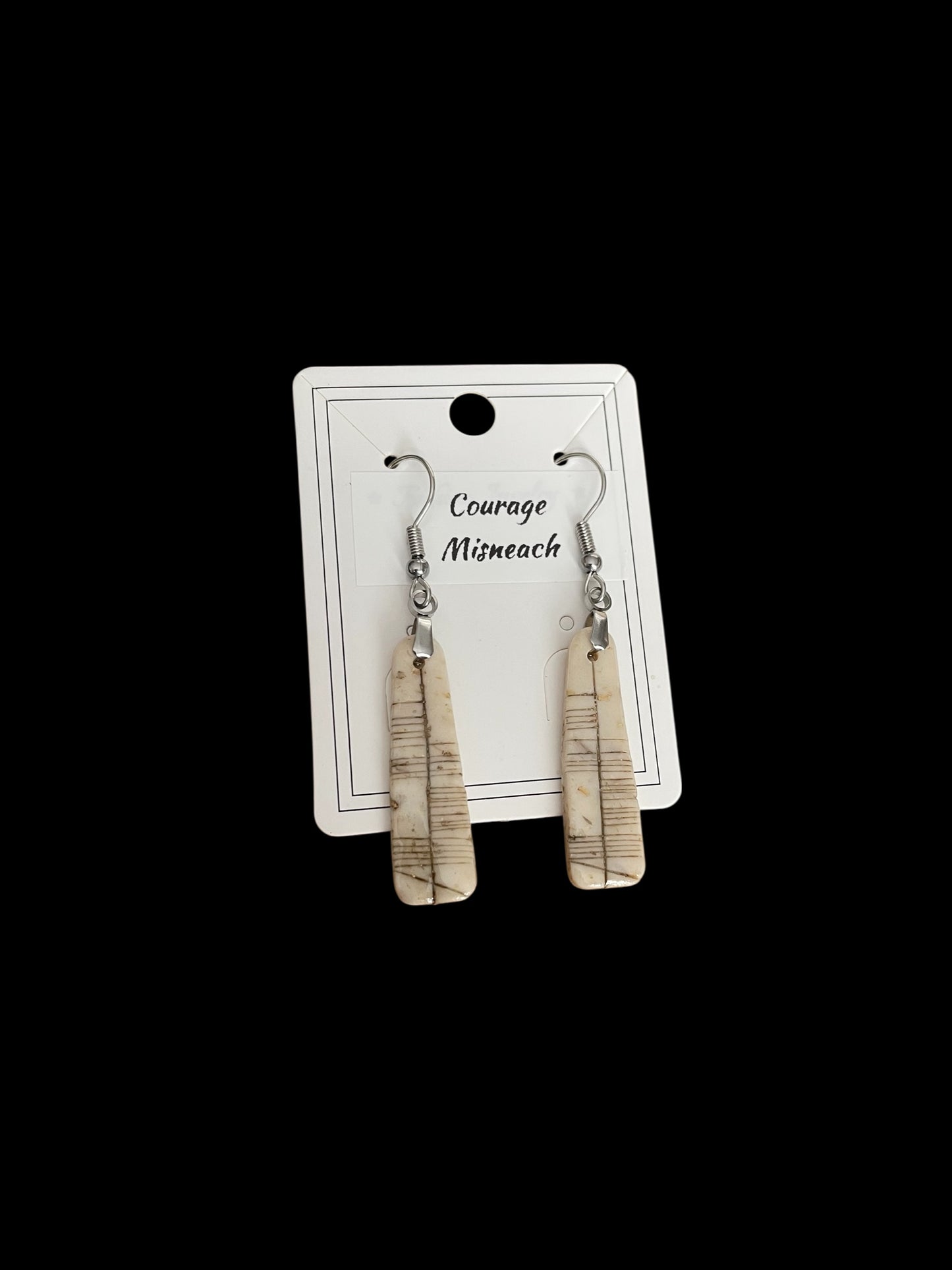 Ogham Inscribed Polymer Clay Earrings - "Misneach" for Courage