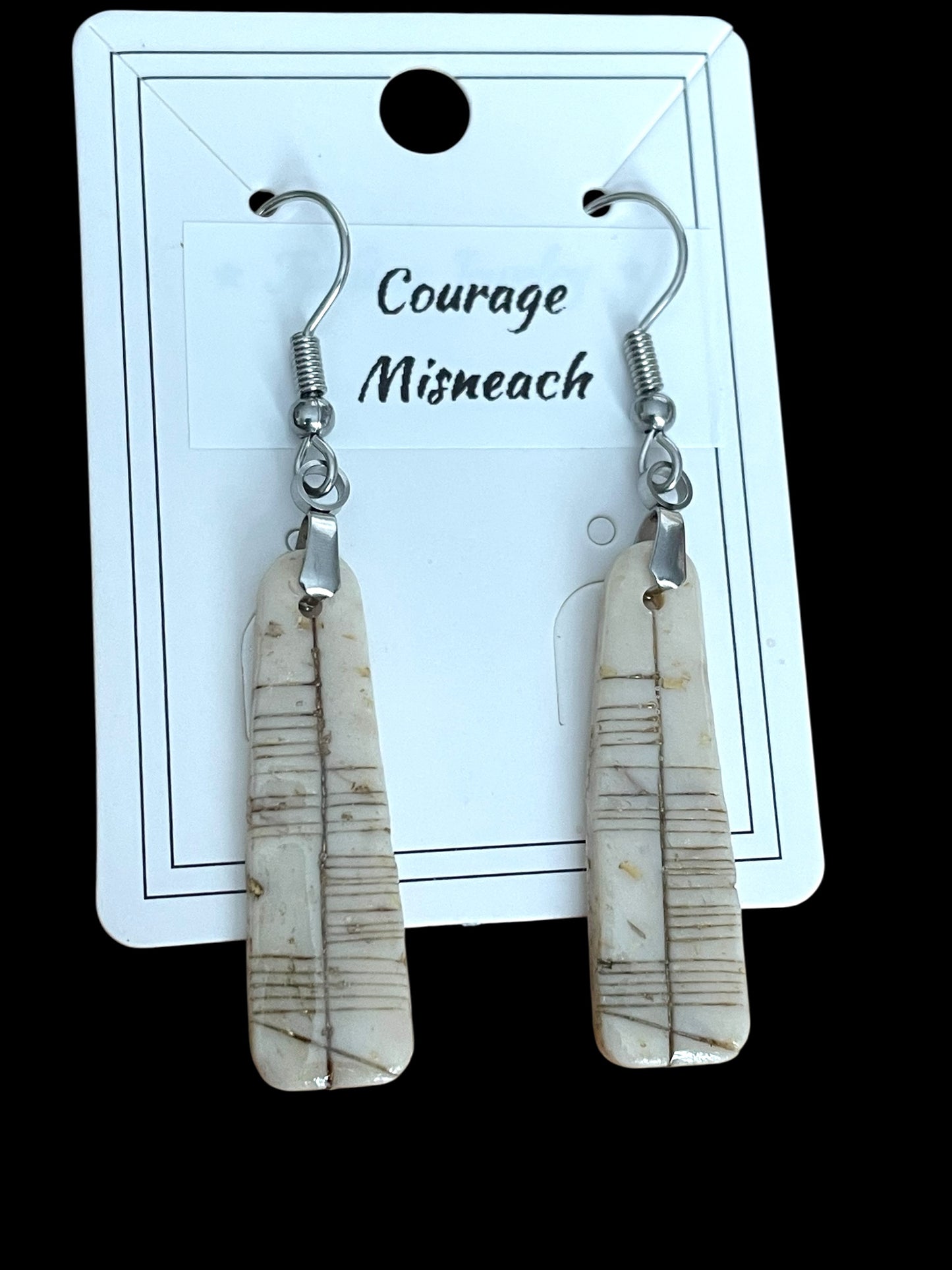Ogham Inscribed Polymer Clay Earrings - "Misneach" for Courage