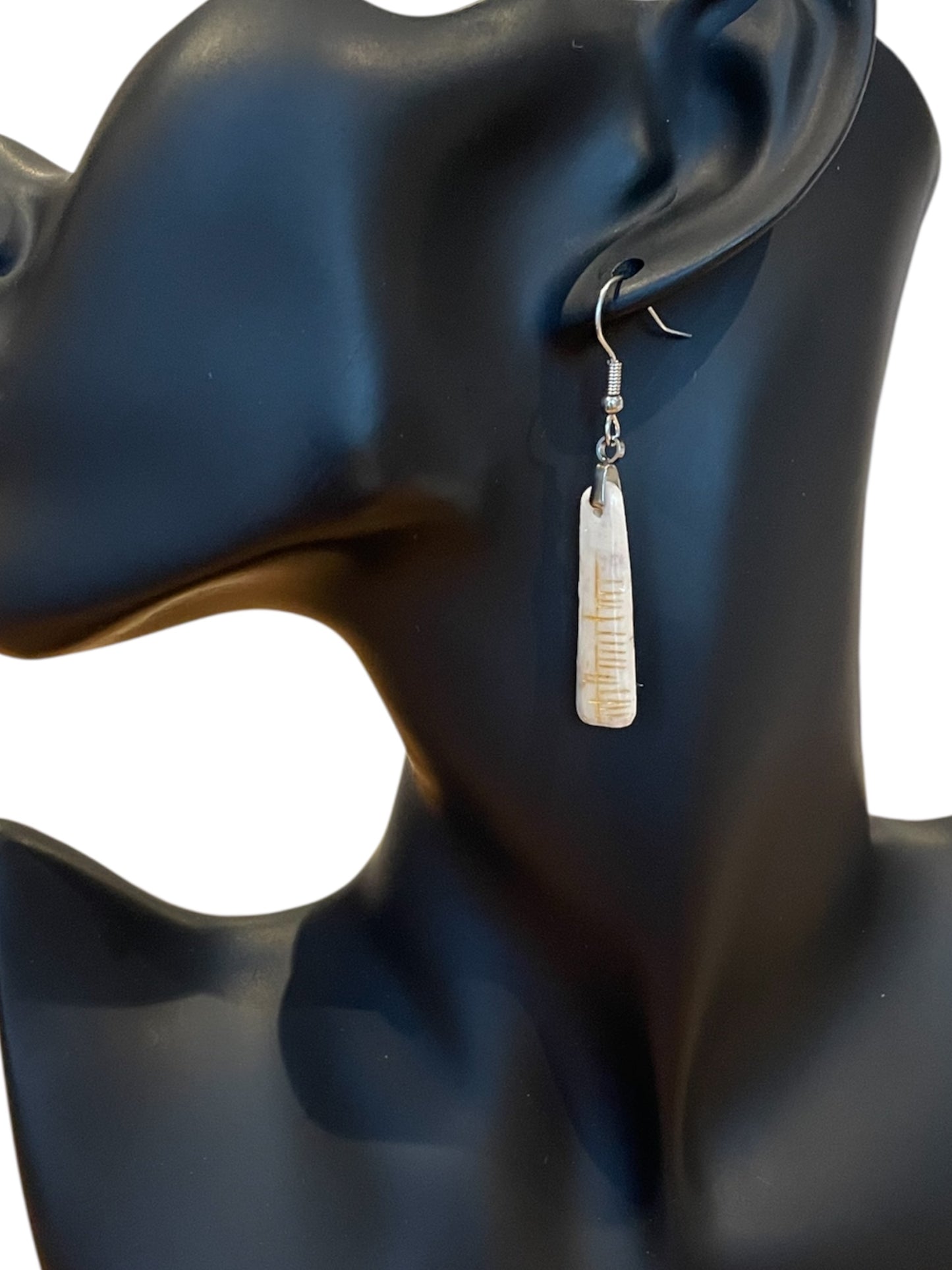 Ogham Inscribed Earrings - "Sonas" for Happiness in Polymer Clay