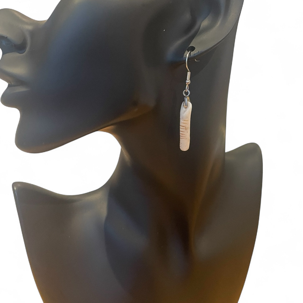 Ogham Inscribed Polymer Clay Earrings - "Ceol" for Music with Stainless Steel Fastenings