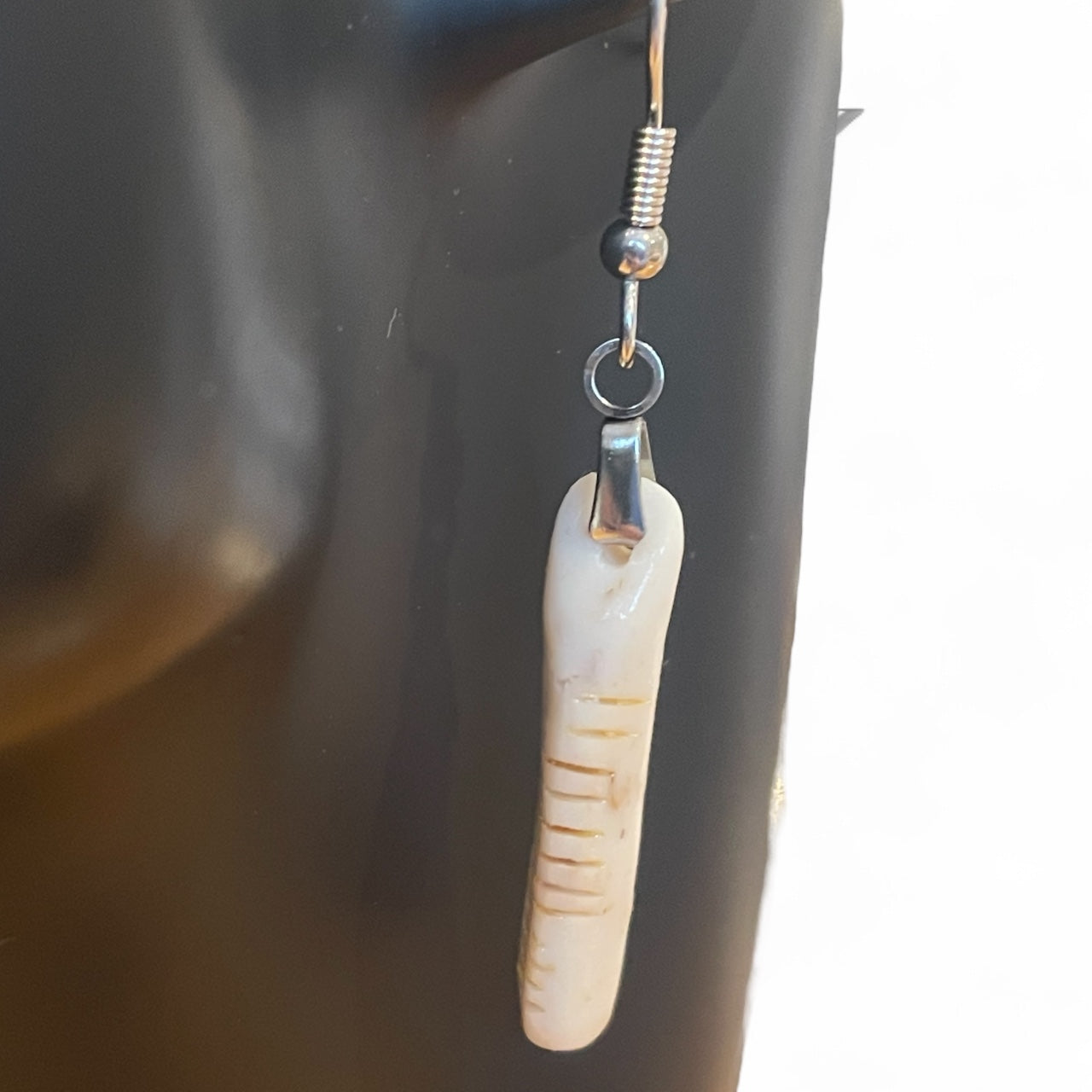 Ogham Inscribed Polymer Clay Earrings - "Ceol" for Music with Stainless Steel Fastenings
