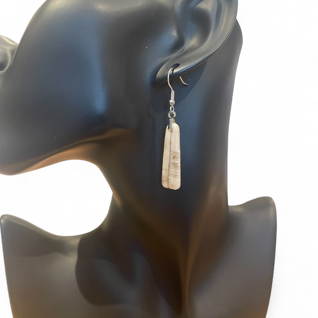 Ogham Inscribed Polymer Clay Earrings - "Clann" for Family with Stainless Steel Fastenings