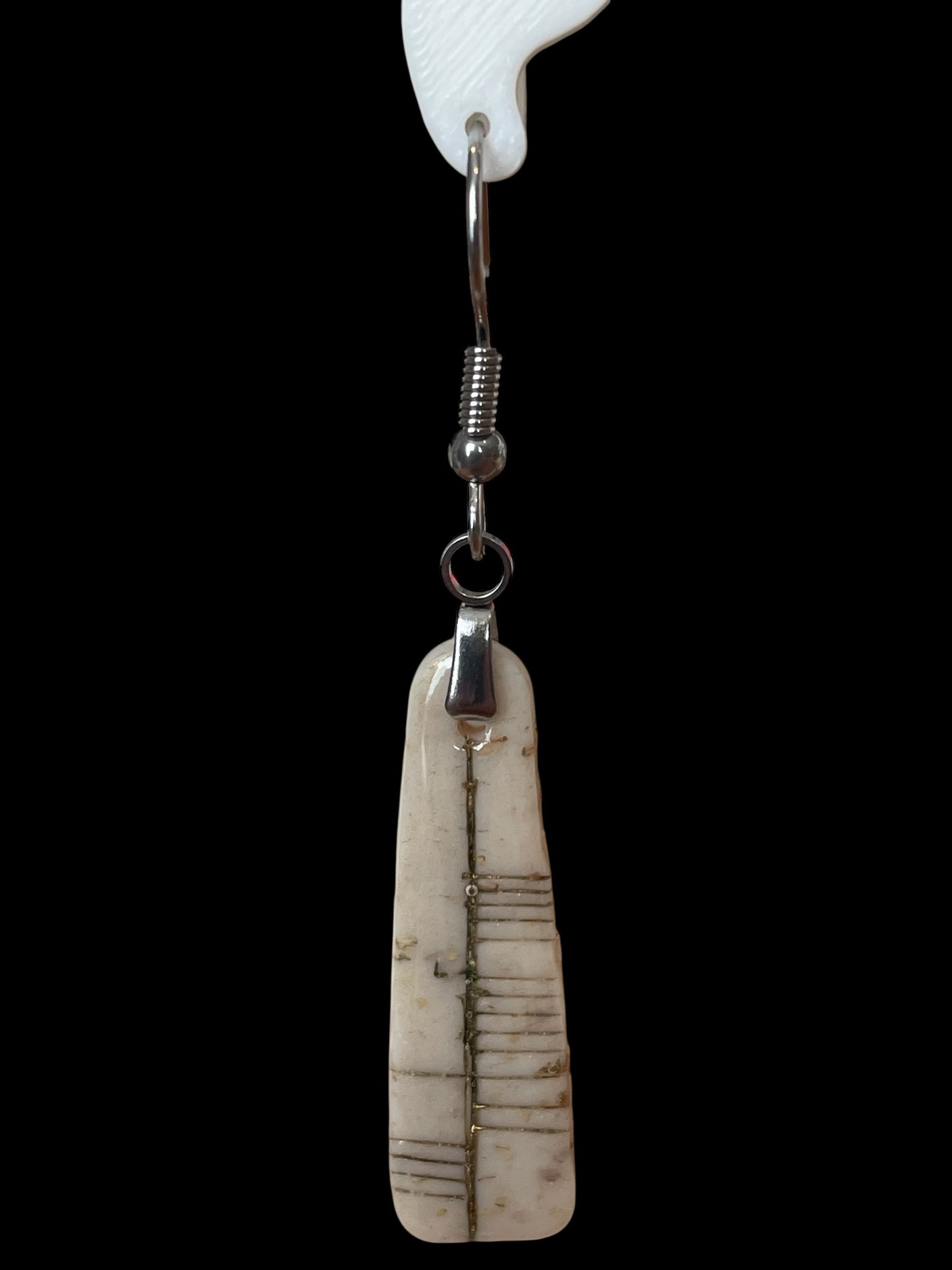 Ogham Inscribed Polymer Clay Earrings - "Clann" for Family with Stainless Steel Fastenings