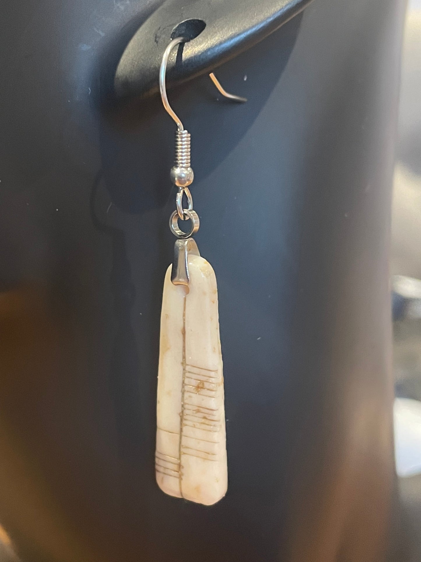 Ogham Inscribed Polymer Clay Earrings - "Clann" for Family with Stainless Steel Fastenings