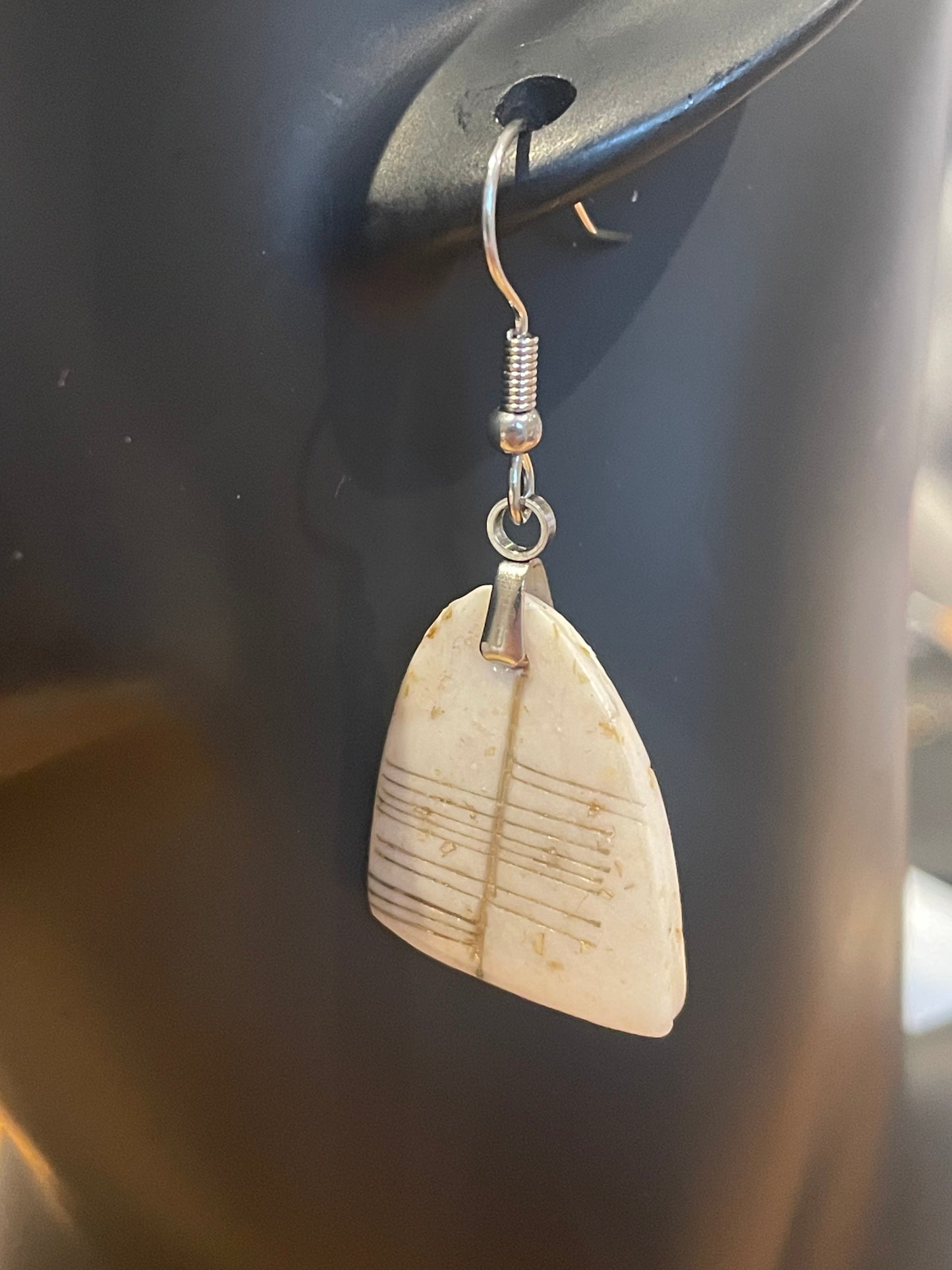 Ogham Inscribed Polymer Clay Earrings - "Toil" for Will with Stainless Steel Fastenings