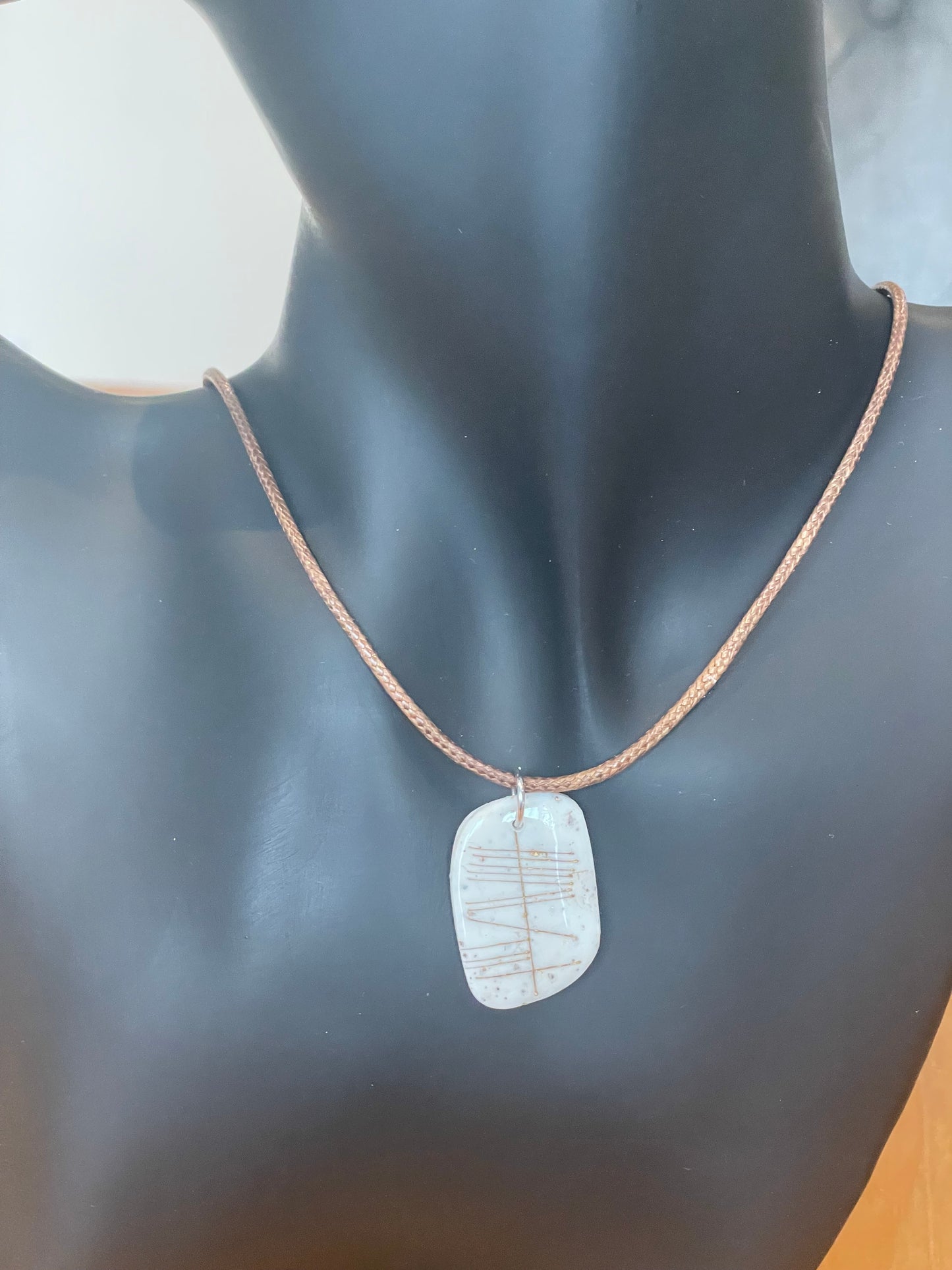 Ogham Inscribed Polymer Clay Pendant - "Adh Mór" for Good Luck