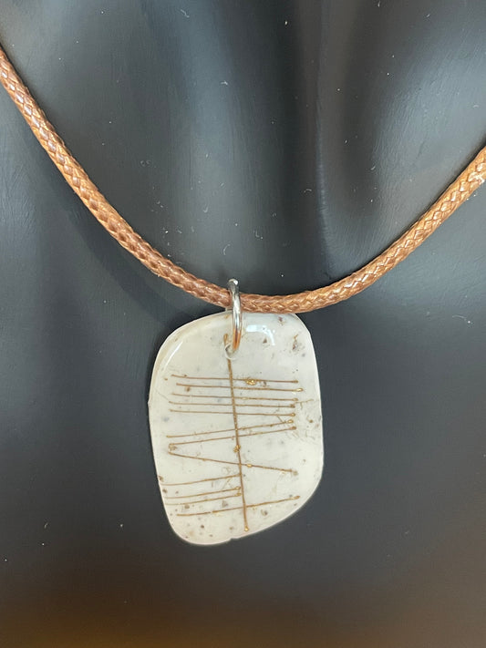 Ogham Inscribed Polymer Clay Pendant - "Adh Mór" for Good Luck