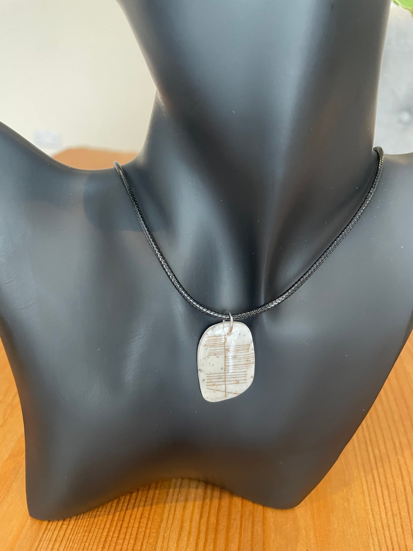Ogham Inscribed Polymer Clay Pendant - "Misneach" for Courage