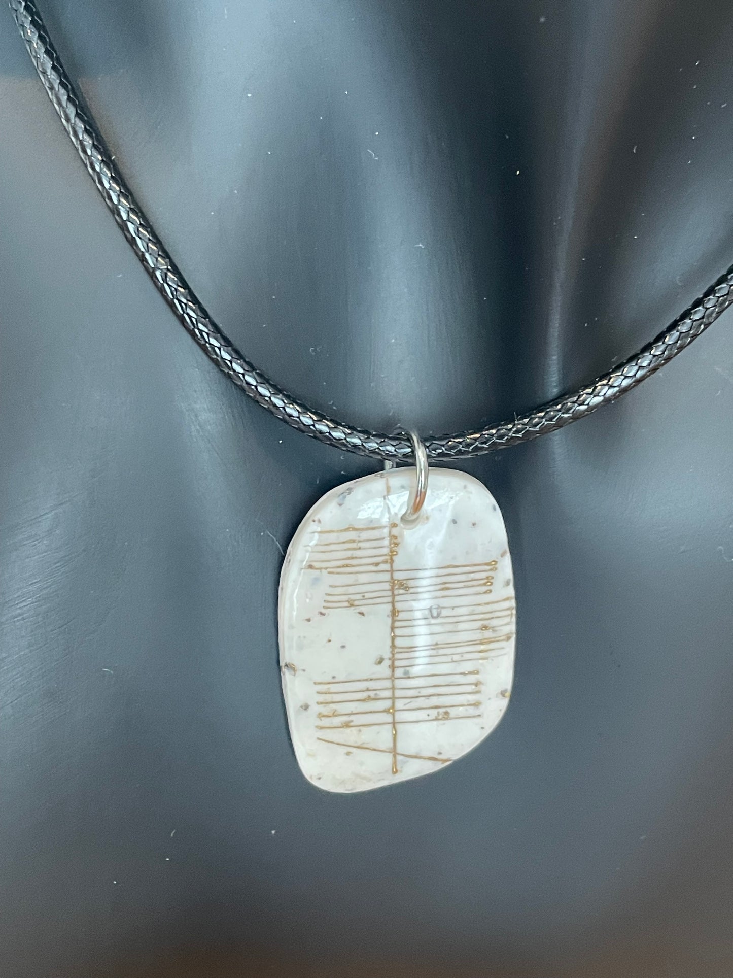 Ogham Inscribed Polymer Clay Pendant - "Misneach" for Courage