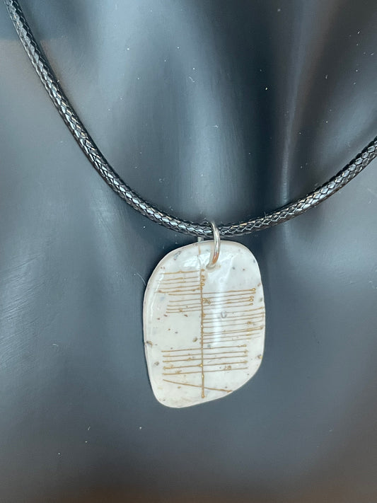 Ogham Inscribed Polymer Clay Pendant - "Misneach" for Courage