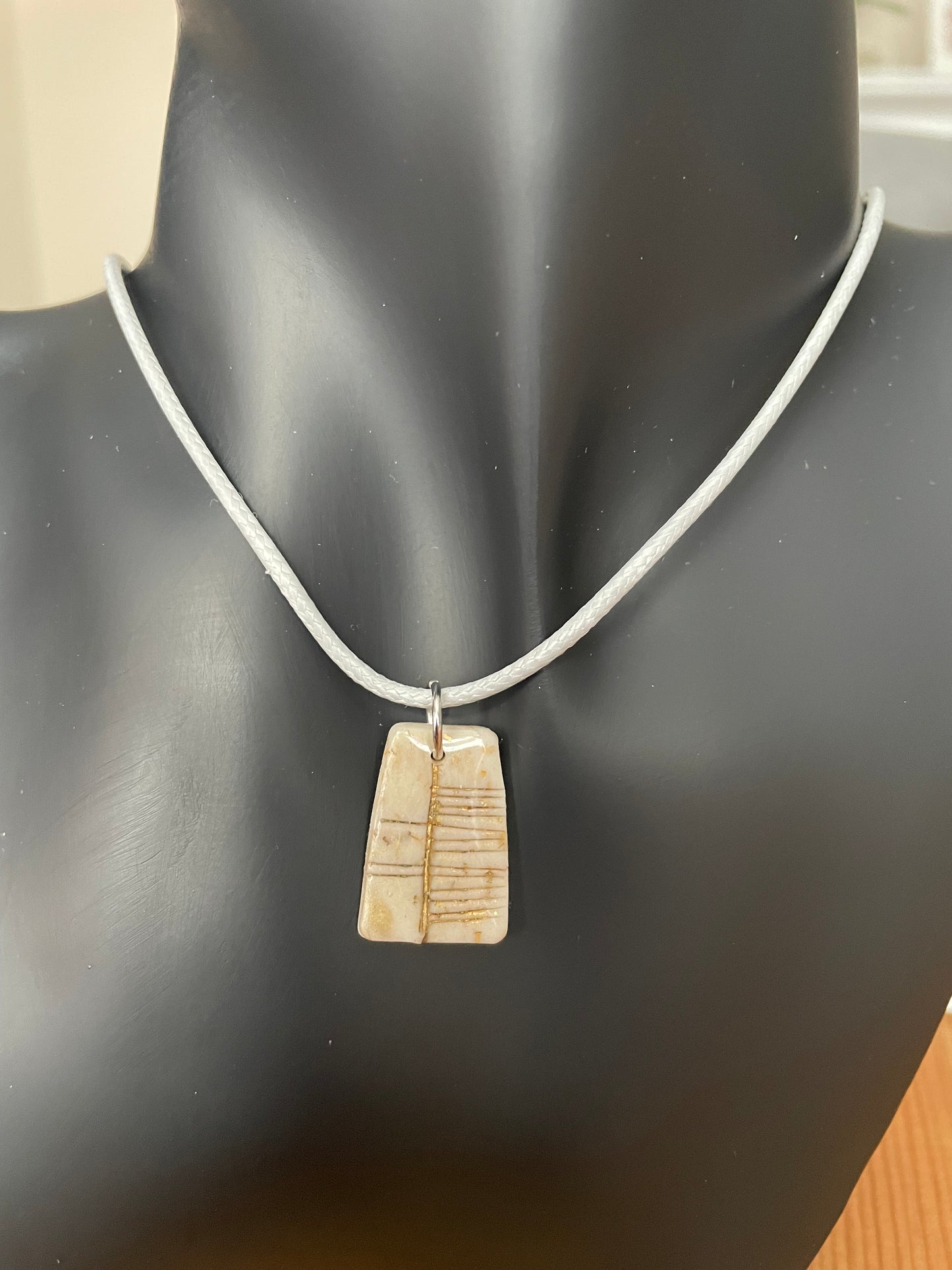 Ogham Inscribed Polymer Clay Pendant - "Solas" for Light