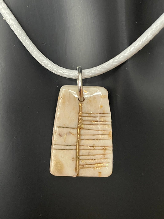 Ogham Inscribed Polymer Clay Pendant - "Solas" for Light