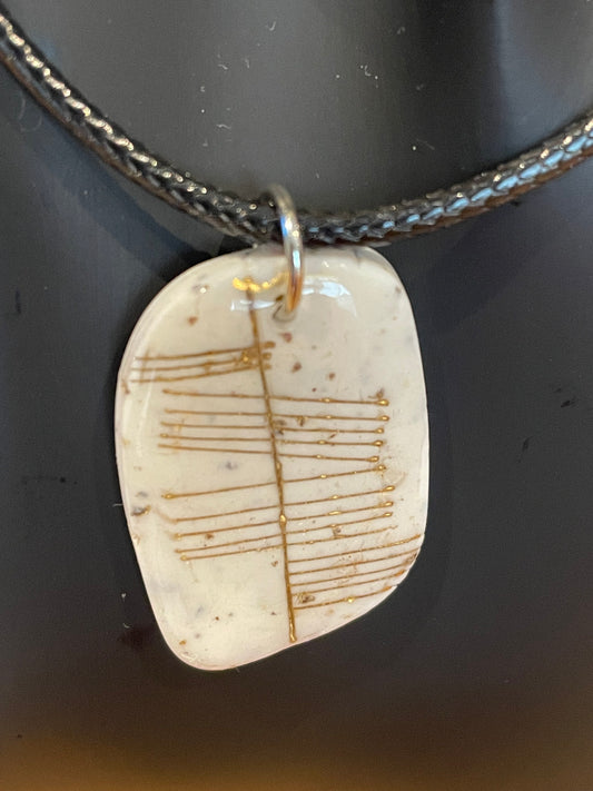 Ogham Inscribed Polymer Clay Pendant - "Neart" for Strength
