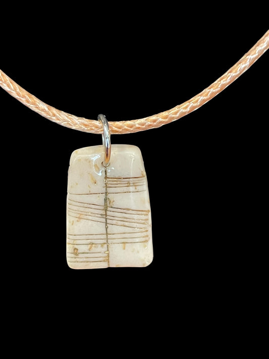 Ogham Inscribed Polymer Clay Pendant - "Turas" for Journey