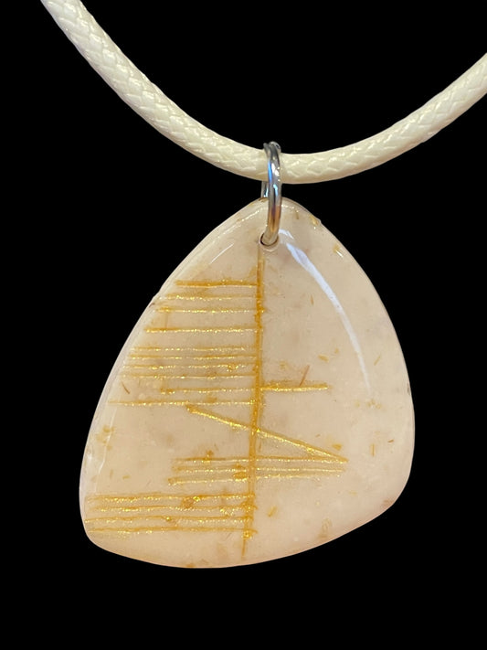 Ogham Inscribed Polymer Clay Pendant - "Cumhacht" for Power