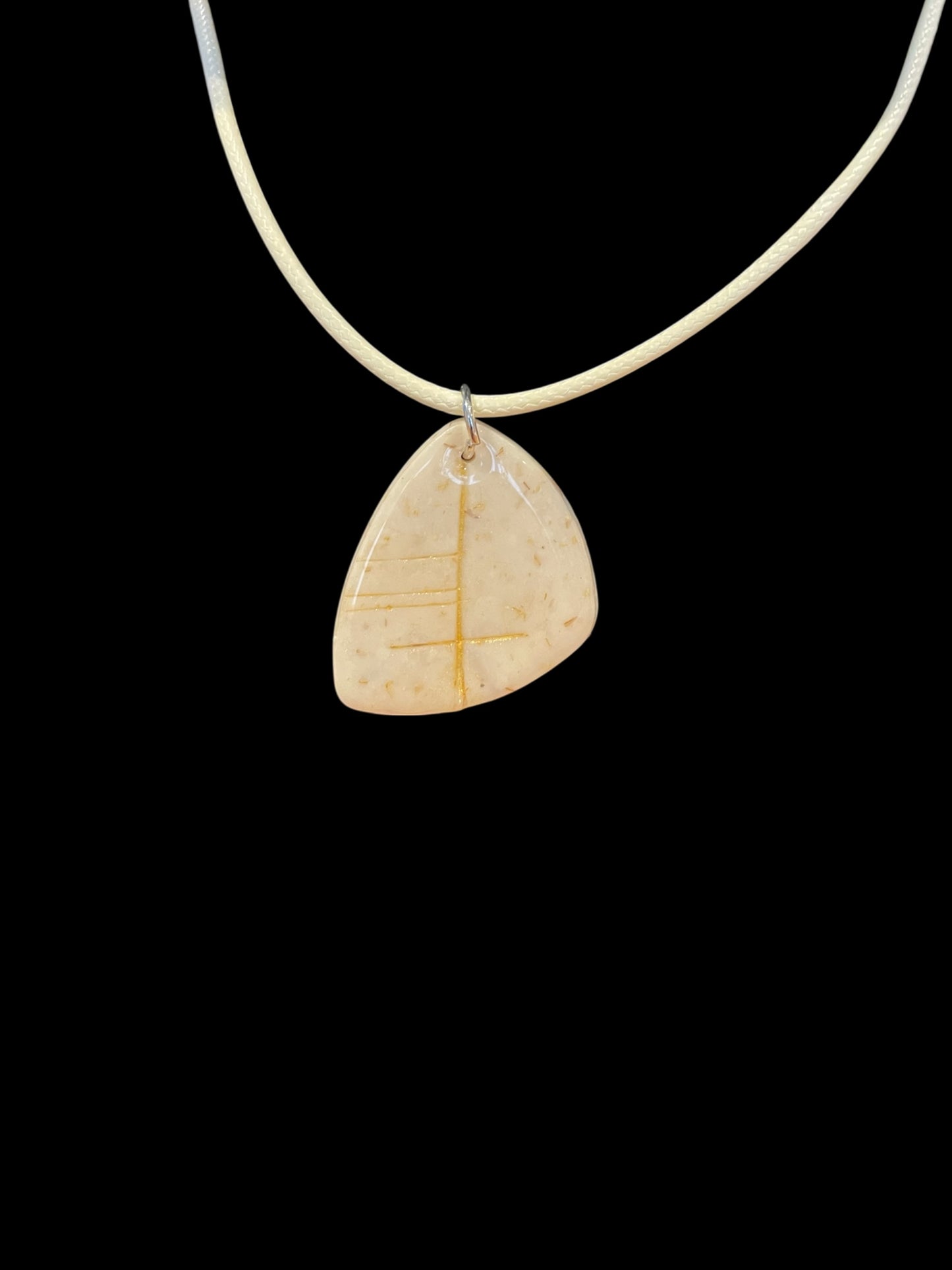 Ogham Inscribed Polymer Clay Pendant - "Ádh" to bring Luck