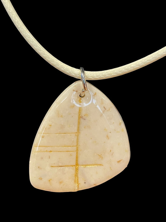 Ogham Inscribed Polymer Clay Pendant - "Ádh" to bring Luck