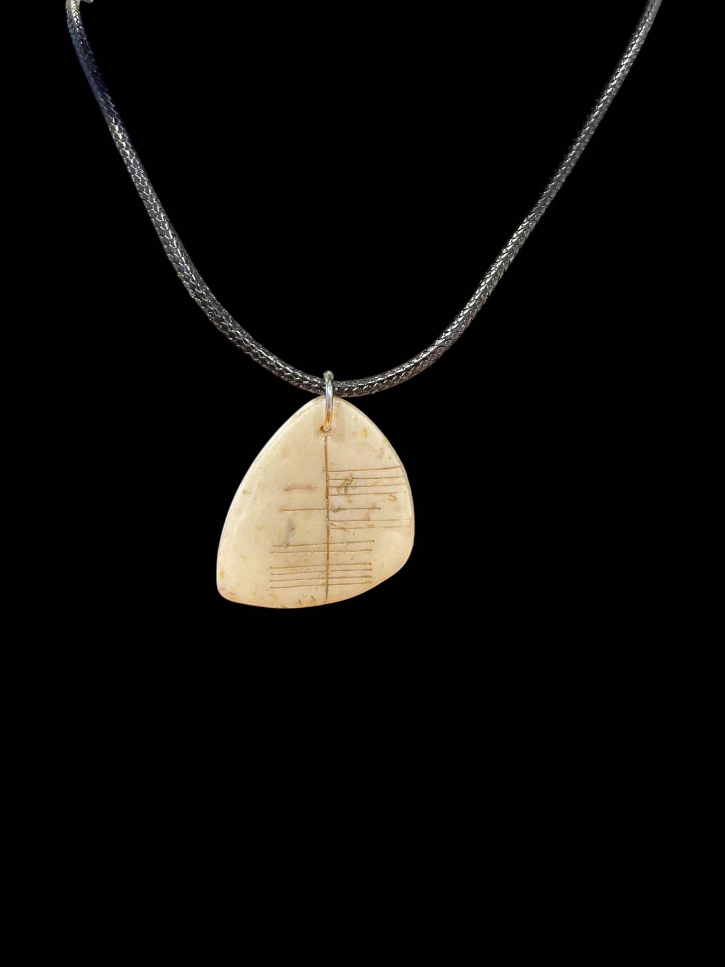 Ogham Inscribed Polymer Clay Pendant - "Eolas" Knowledge