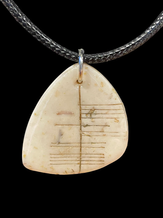 Ogham Inscribed Polymer Clay Pendant - "Eolas" Knowledge