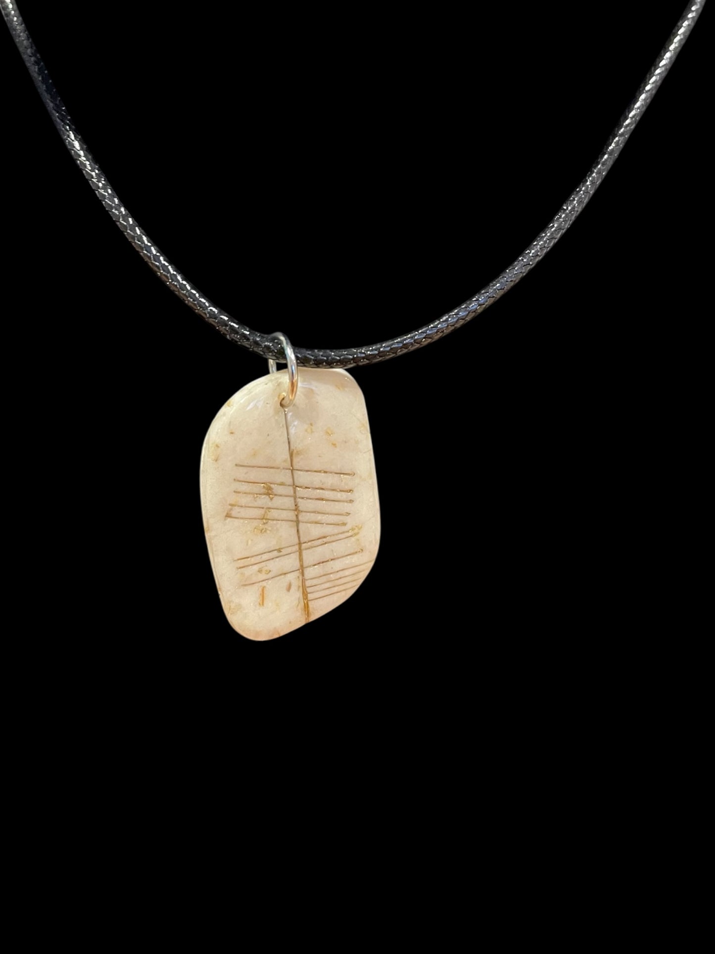 Ogham Inscribed Polymer Clay Pendant - "Saor" for Free