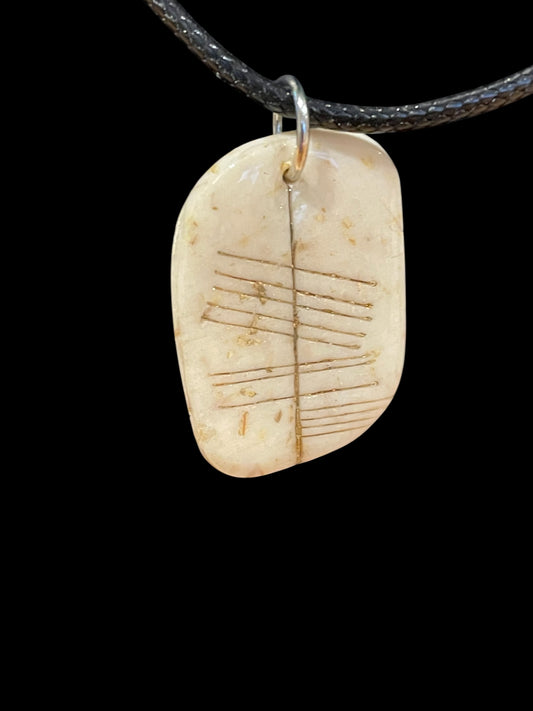 Ogham Inscribed Polymer Clay Pendant - "Saor" for Free