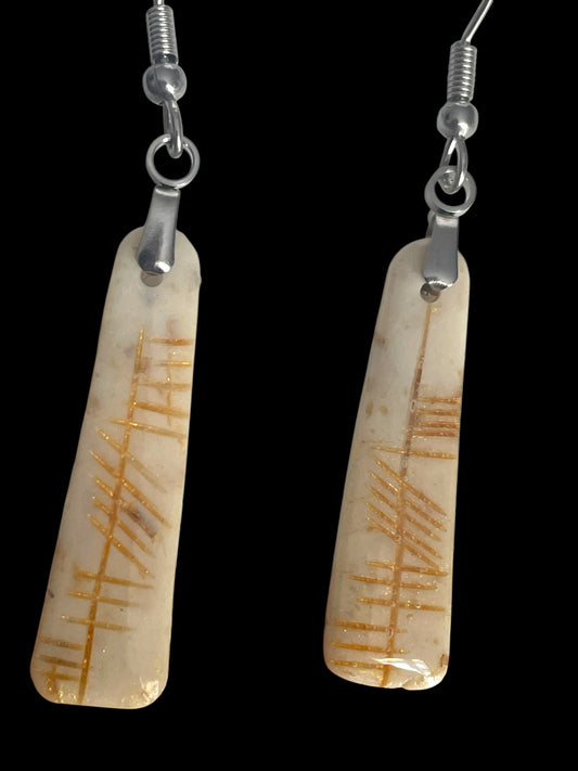 Ogham Inscribed Polymer Clay Earrings - "Turas" for Journey