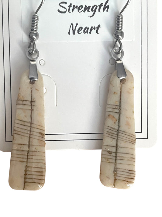 Ogham Inscribed Polymer Clay Earrings - "Neart" for Strength