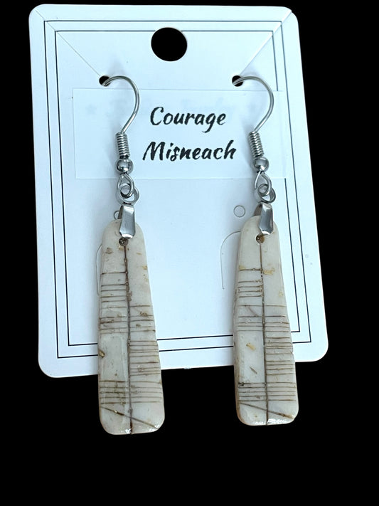 Ogham Inscribed Polymer Clay Earrings - "Misneach" for Courage