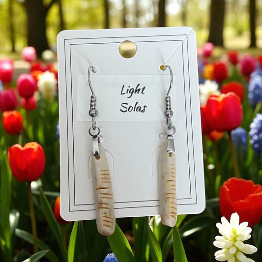 Ogham Inscribed Polymer Clay Earrings - "Solas" for Light