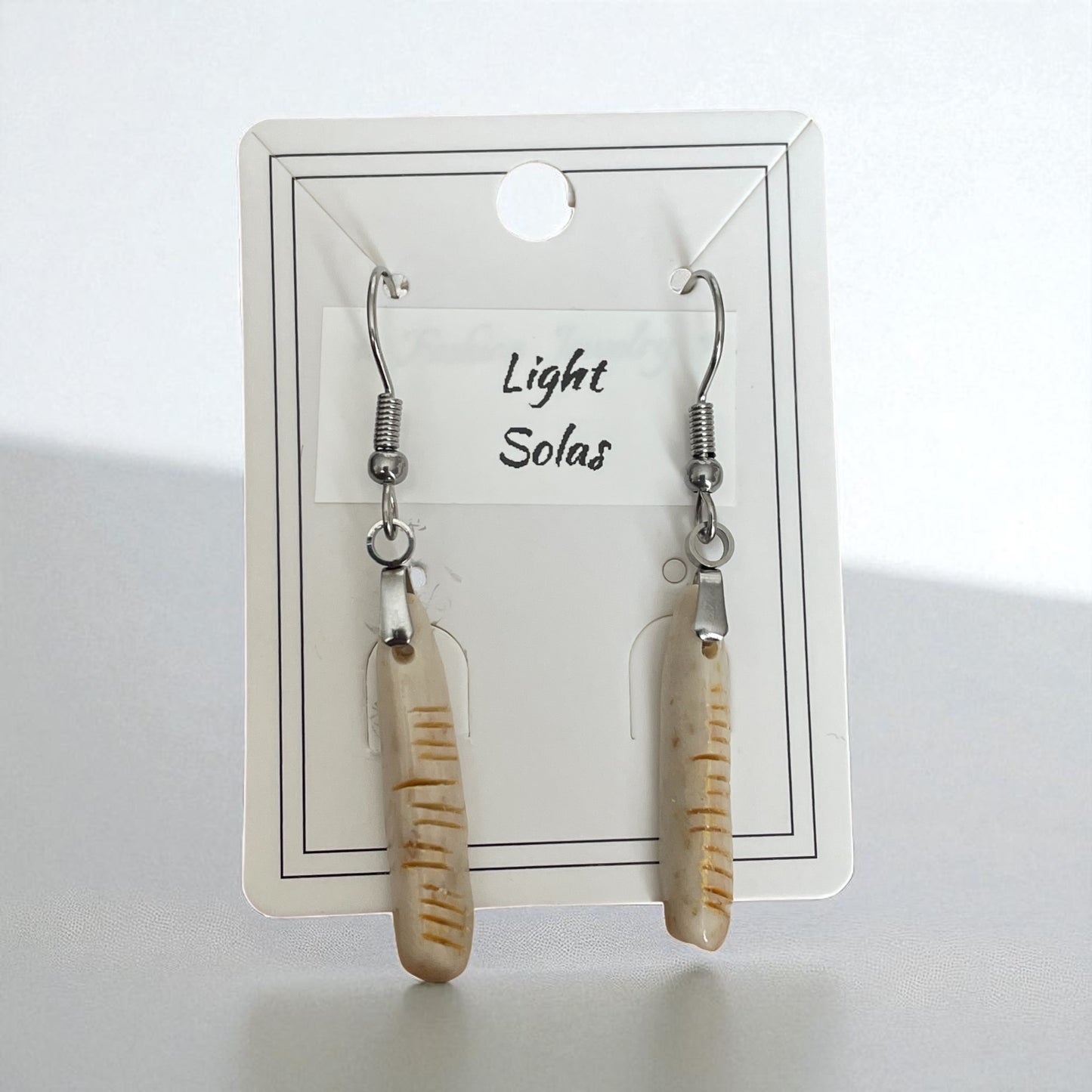 Ogham Inscribed Polymer Clay Earrings - "Solas" for Light