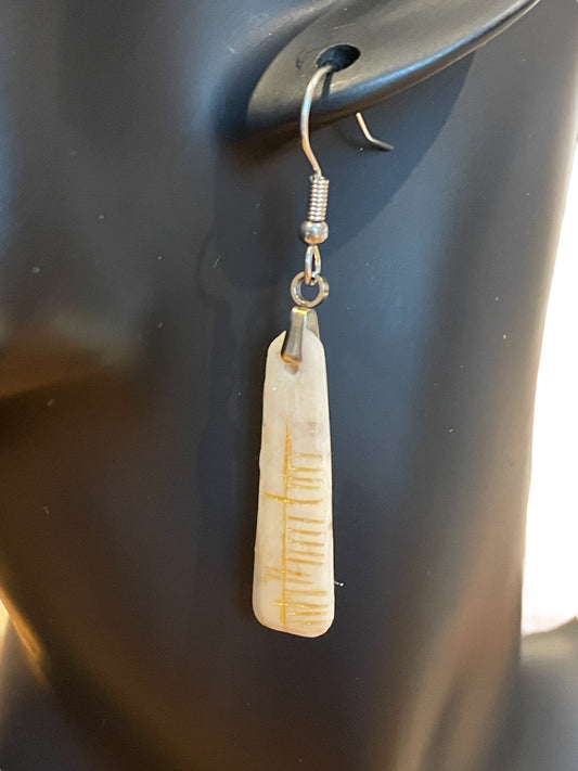 Ogham Inscribed Earrings - "Sonas" for Happiness in Polymer Clay