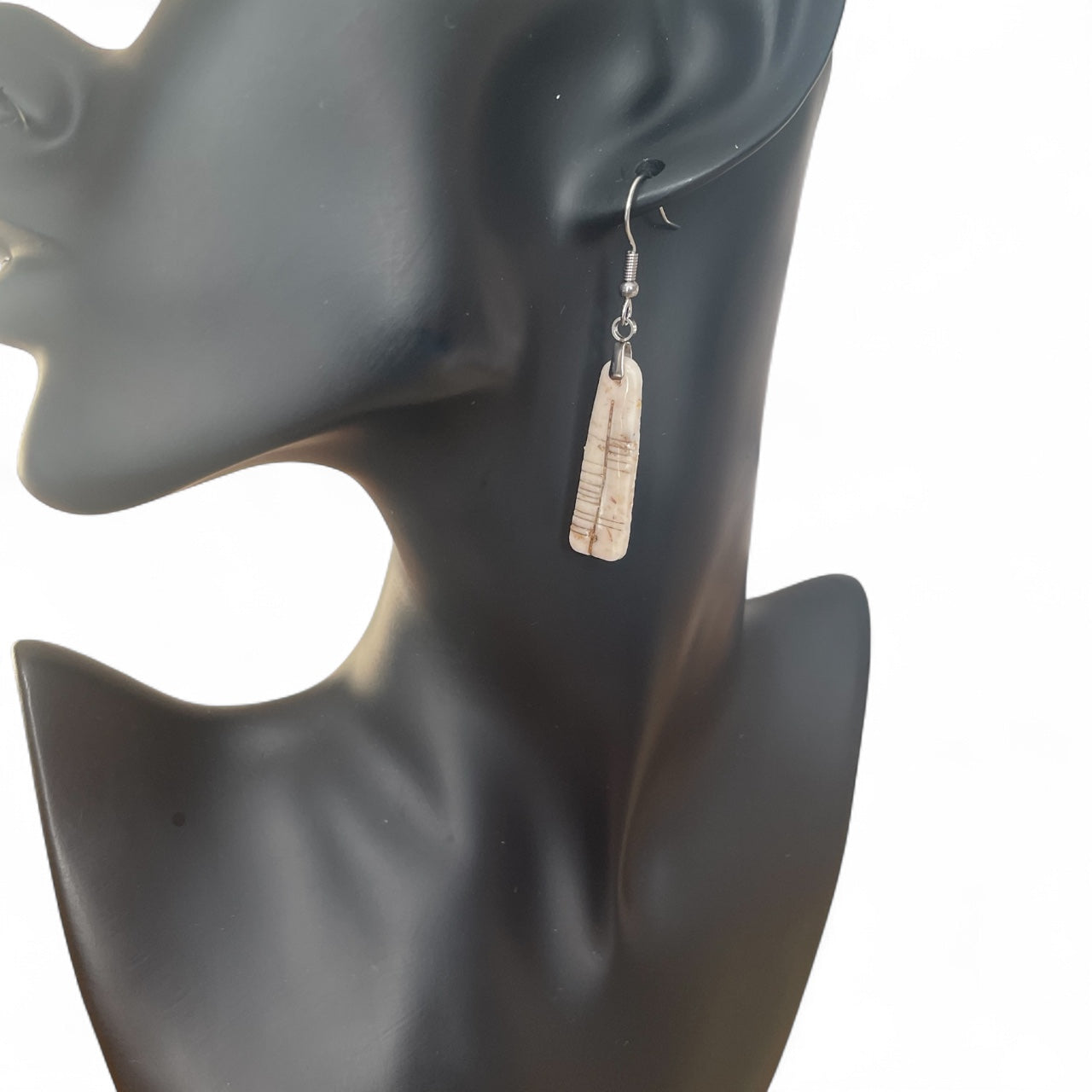 Ogham Inscribed Polymer Clay Earrings - "Dóchas" for Hope with Stainless Steel Fastenings