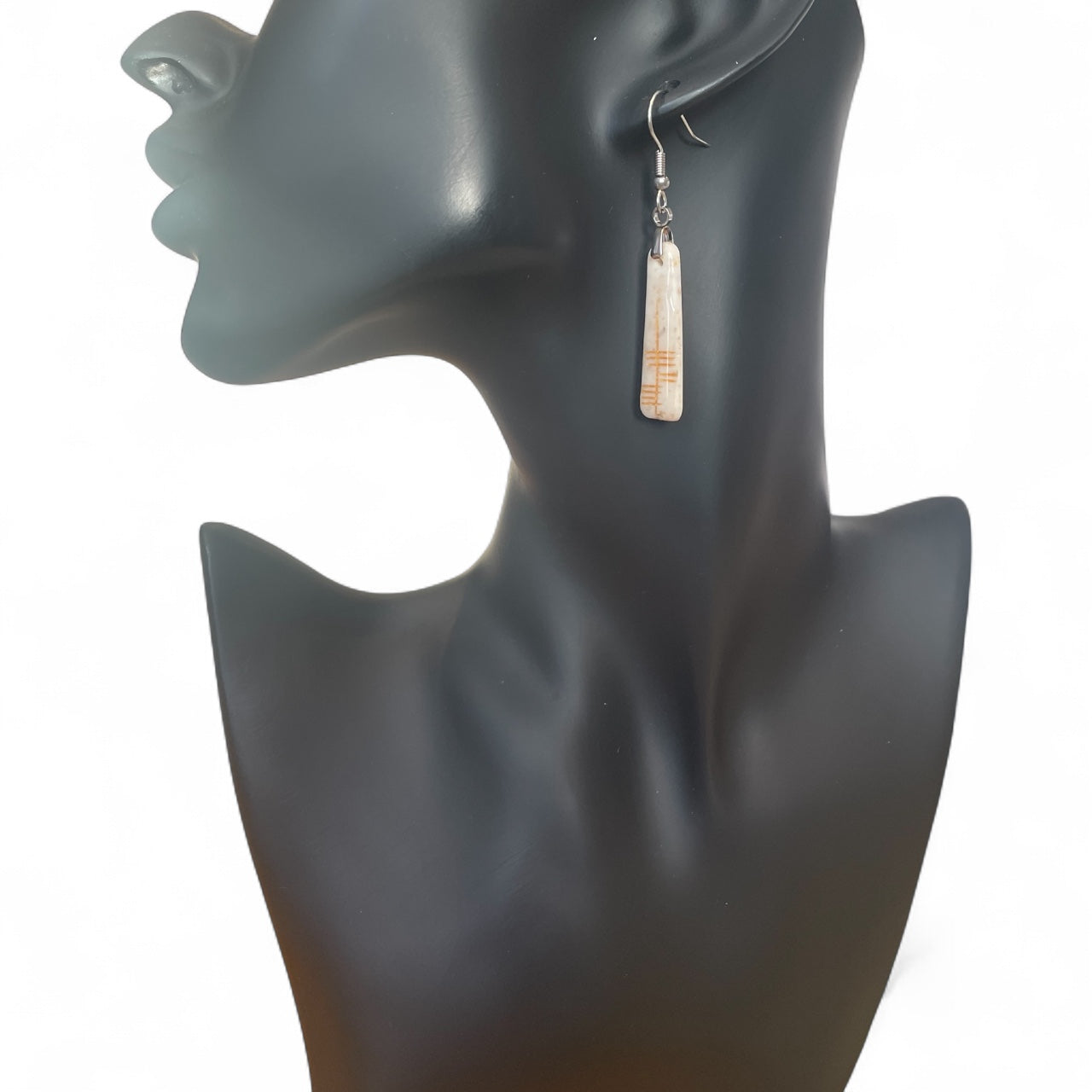 Ogham Inscribed Polymer Clay Earrings - "Clú" for Honor with Stainless Steel Fastenings