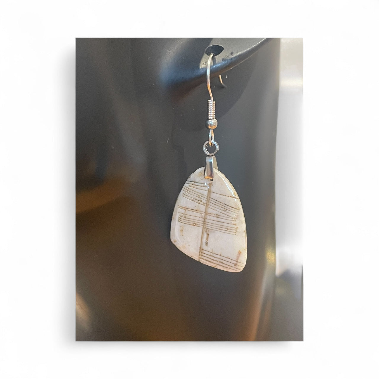 Ogham Inscribed Polymer Clay Earrings - "Spiorad" for Spirit with Stainless Steel Fastenings