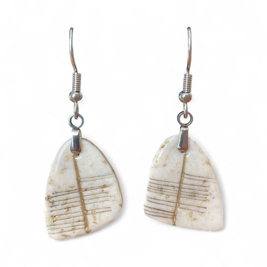 Ogham Inscribed Polymer Clay Earrings - "Toil" for Will with Stainless Steel Fastenings