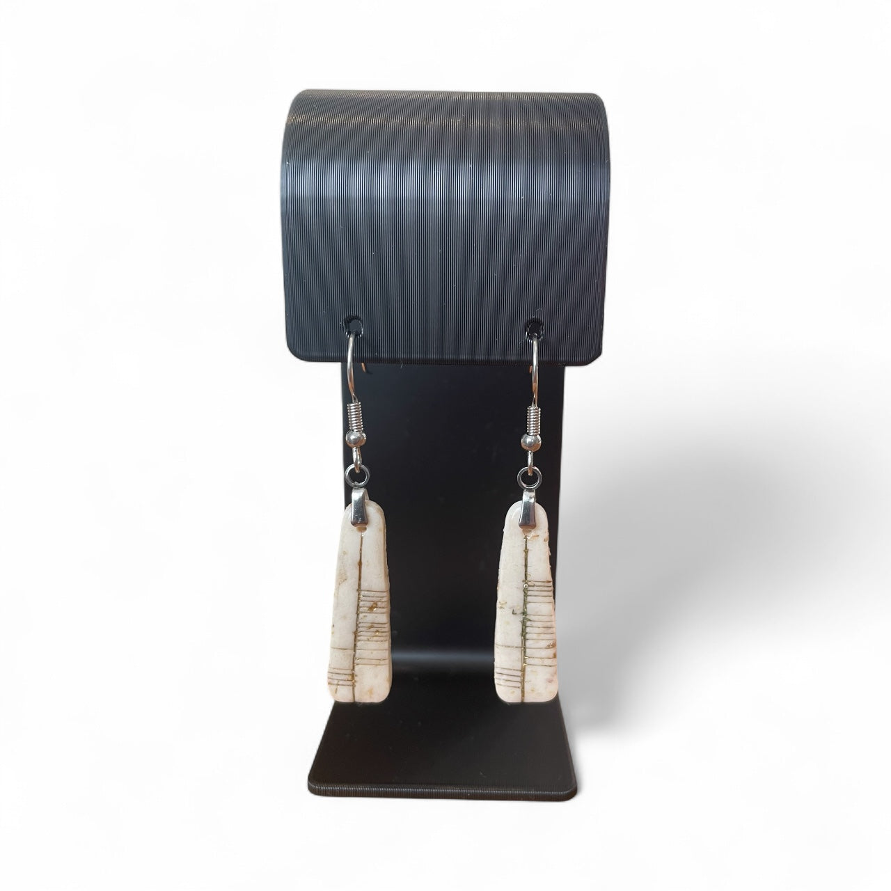 Ogham Inscribed Polymer Clay Earrings - "Clann" for Family with Stainless Steel Fastenings