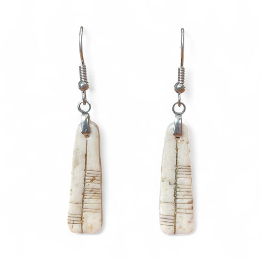 Ogham Inscribed Polymer Clay Earrings - "Clann" for Family with Stainless Steel Fastenings
