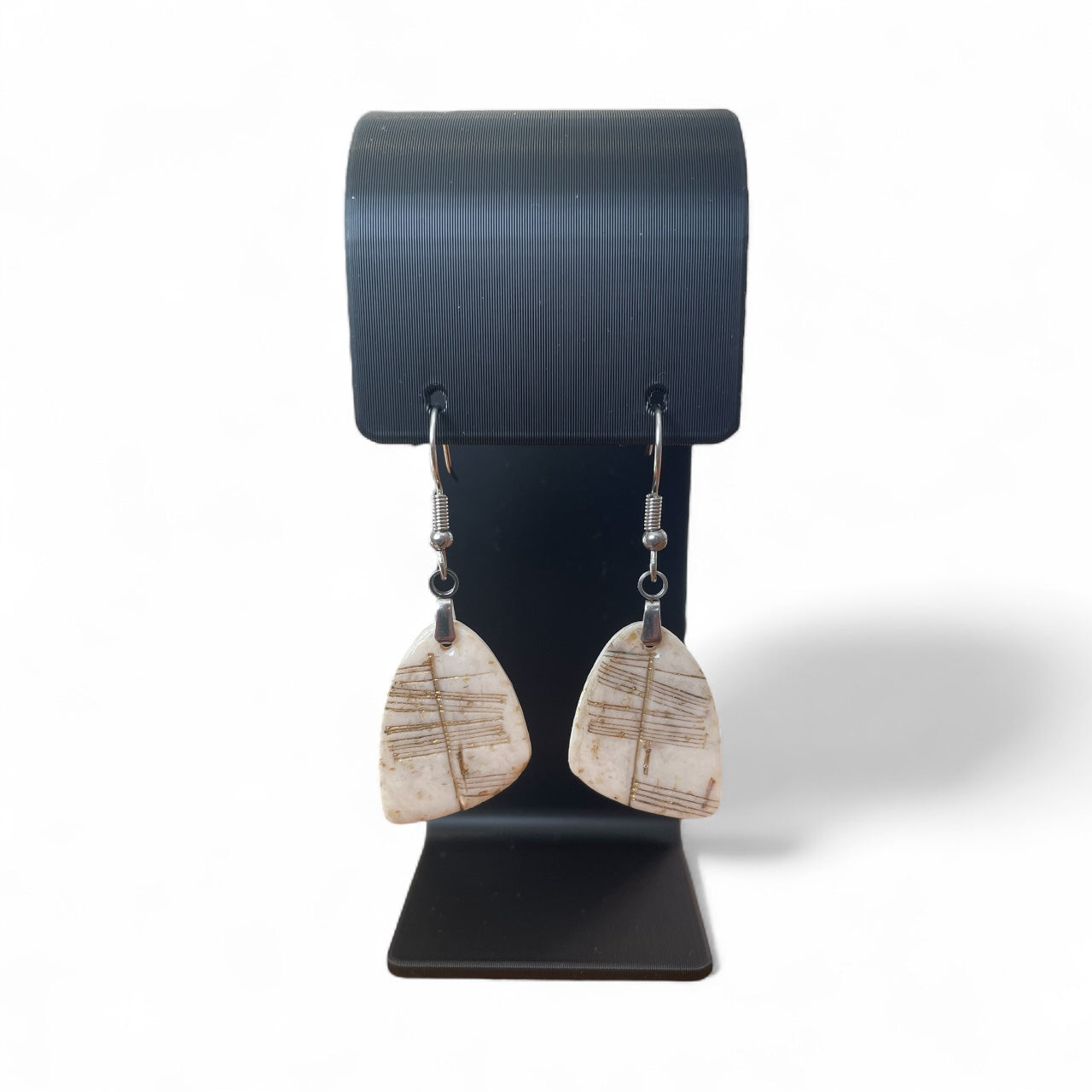 Ogham Inscribed Polymer Clay Earrings - "Spiorad" for Spirit with Stainless Steel Fastenings