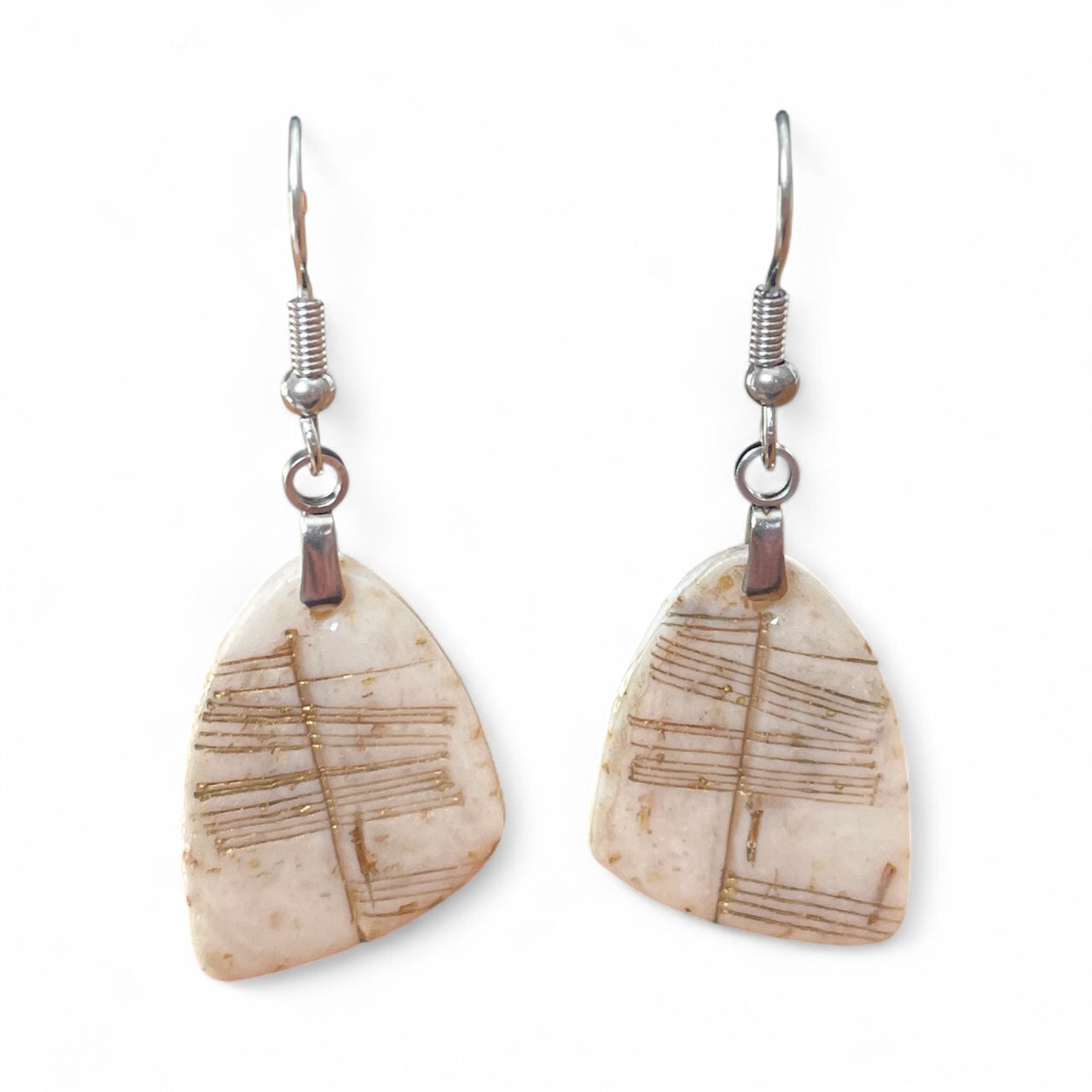 Ogham Inscribed Polymer Clay Earrings - "Spiorad" for Spirit with Stainless Steel Fastenings