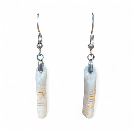 Ogham Inscribed Polymer Clay Earrings - "Ceol" for Music with Stainless Steel Fastenings